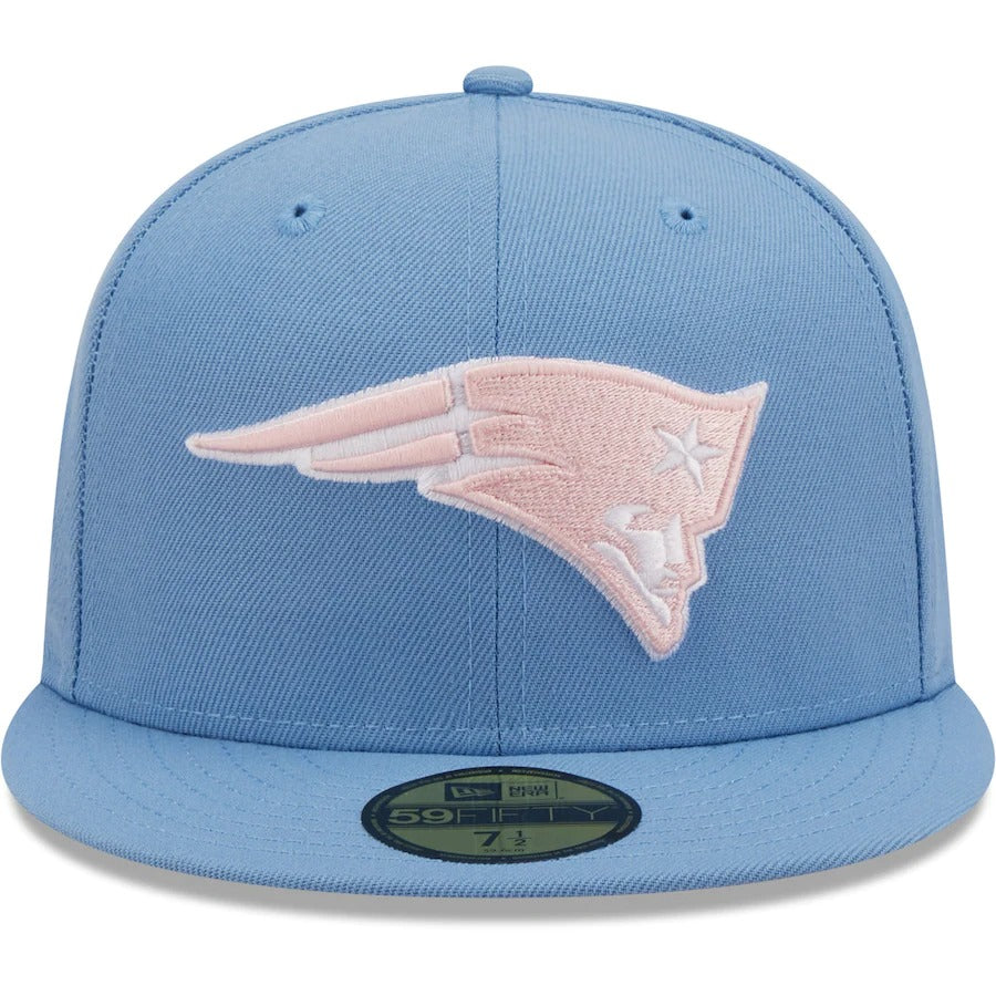 New Era New England Patriots Light Blue Super Bowl XXXVIII Pink Undervisor 59FIFTY Fitted Hat