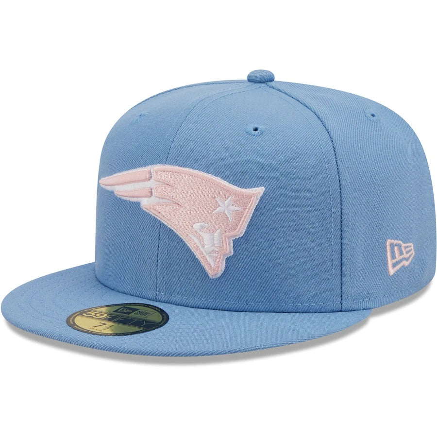 New Era New England Patriots Light Blue Super Bowl XXXVIII Pink Undervisor 59FIFTY Fitted Hat
