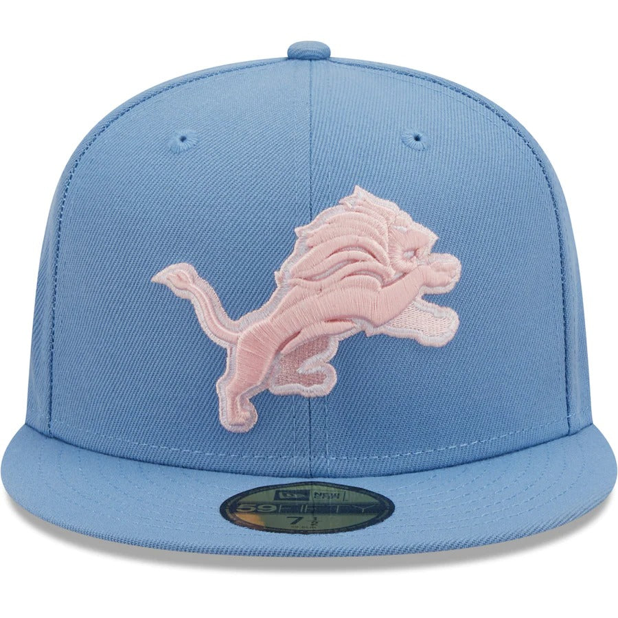 New Era Detroit Lions Light Blue 1986 Pro Bowl Pink Undervisor 59FIFTY Fitted Hat