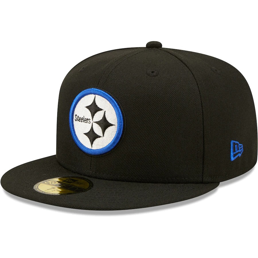 New Era Pittsburgh Steelers Black Royal Undervisor 80 Seasons 59FIFTY Fitted Hat