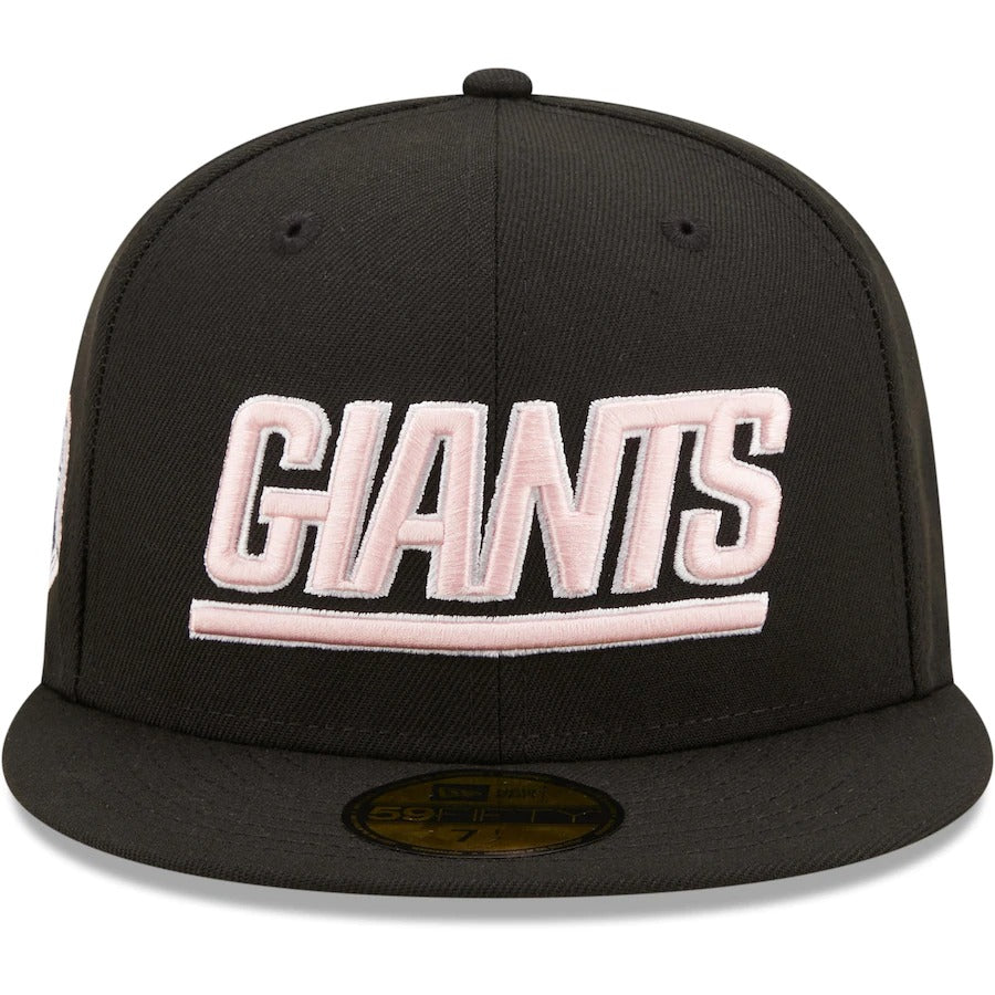 New Era New York Giants Black Super Bowl XXV Pink Undervisor 59FIFTY Fitted Hat