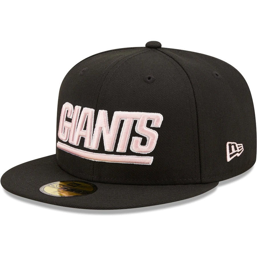 New Era New York Giants Black Super Bowl XXV Pink Undervisor 59FIFTY Fitted Hat