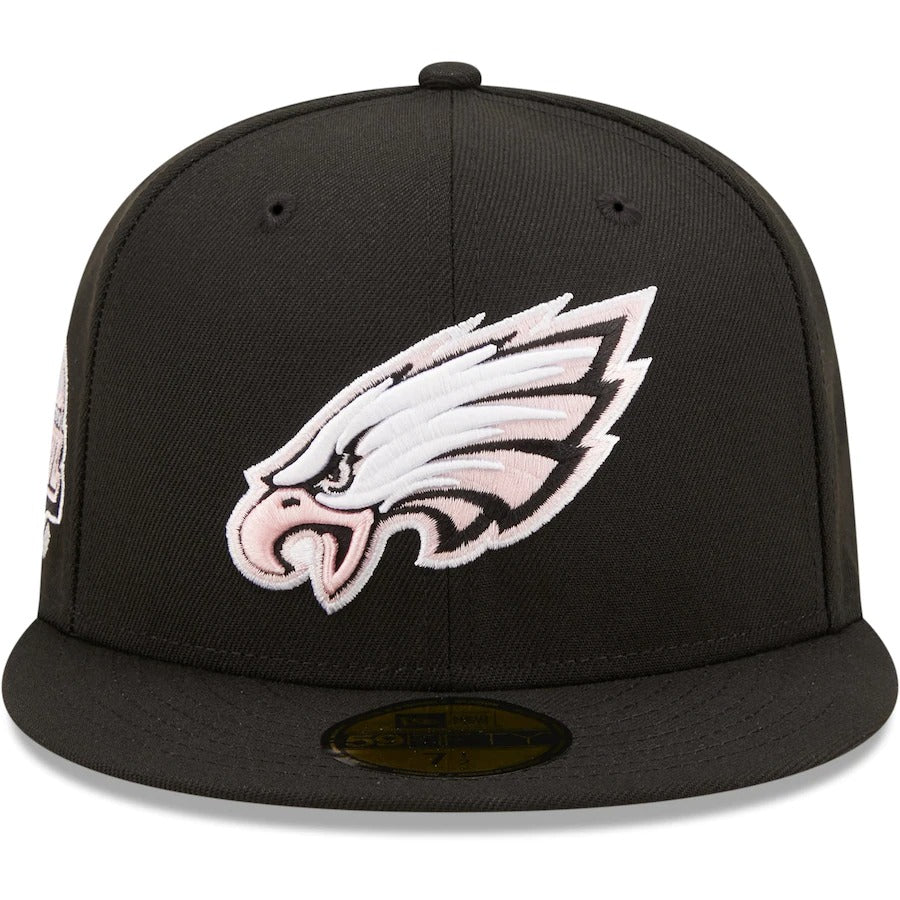 New Era Black Philadelphia Eagles 2004 Pro Bowl Pink Undervisor 59FIFTY Fitted Hat