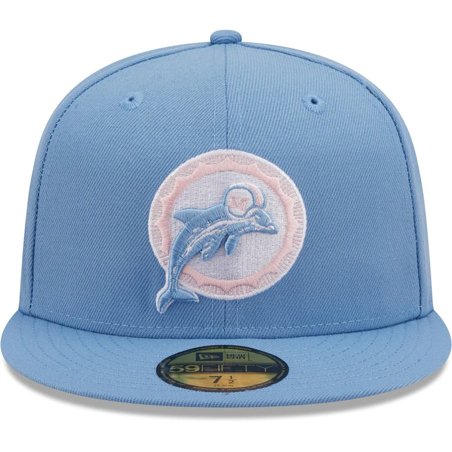 New Era Miami Dolphins Light Blue 1980 Pro Bowl Pink Undervisor 59FIFTY Fitted Hat