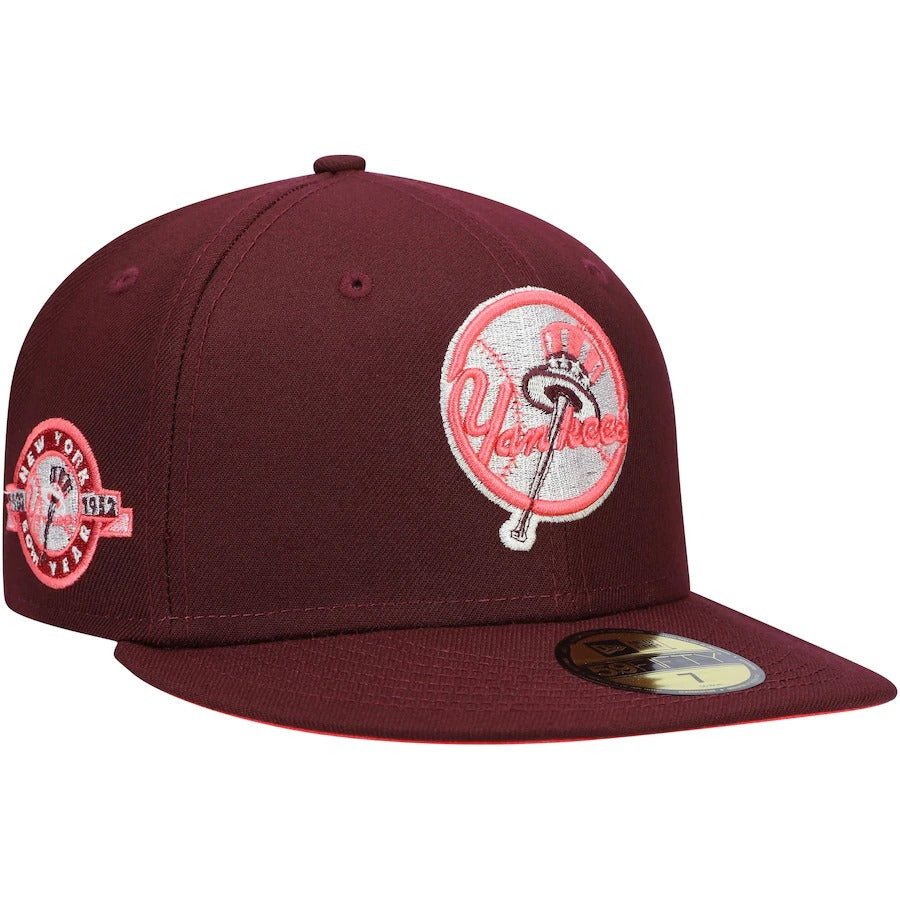 New Era New York Yankees Maroon Color Fam Lava Red Undervisor 59FIFTY Fitted Hat