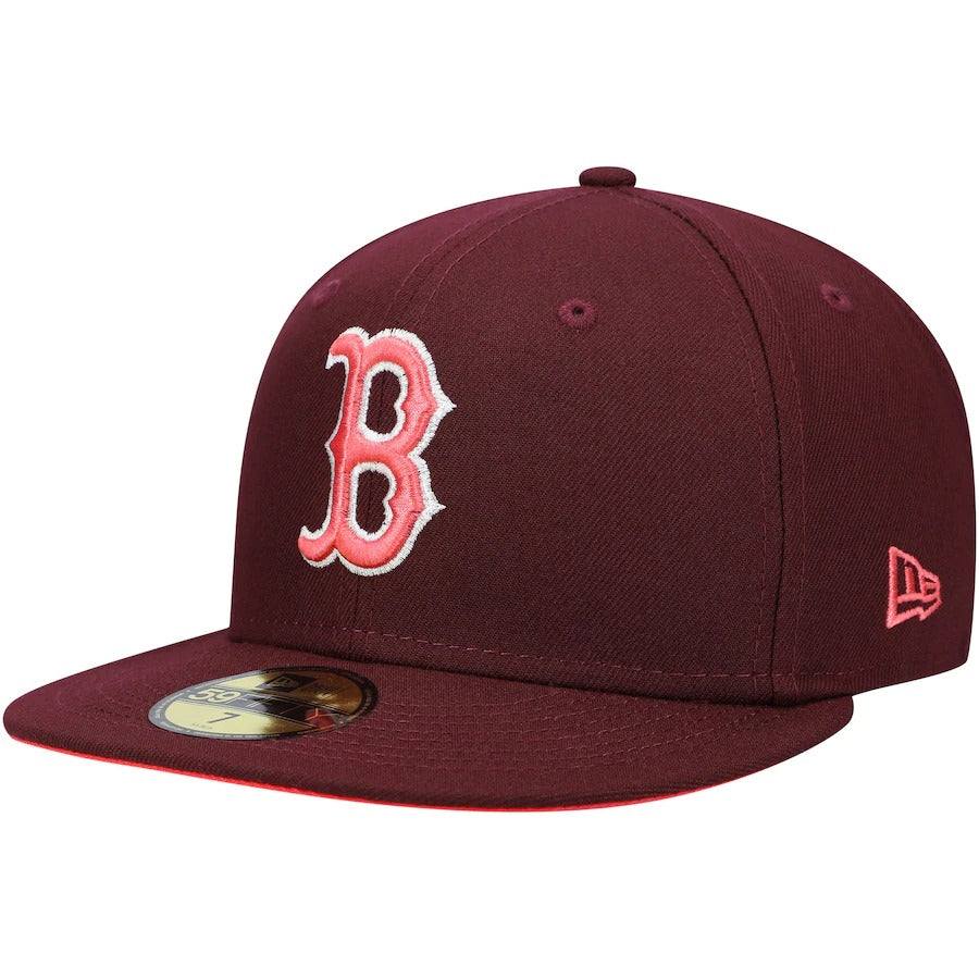 New Era Boston Red Sox Maroon Color Fam Lava Red Undervisor 59FIFTY Fitted Hat