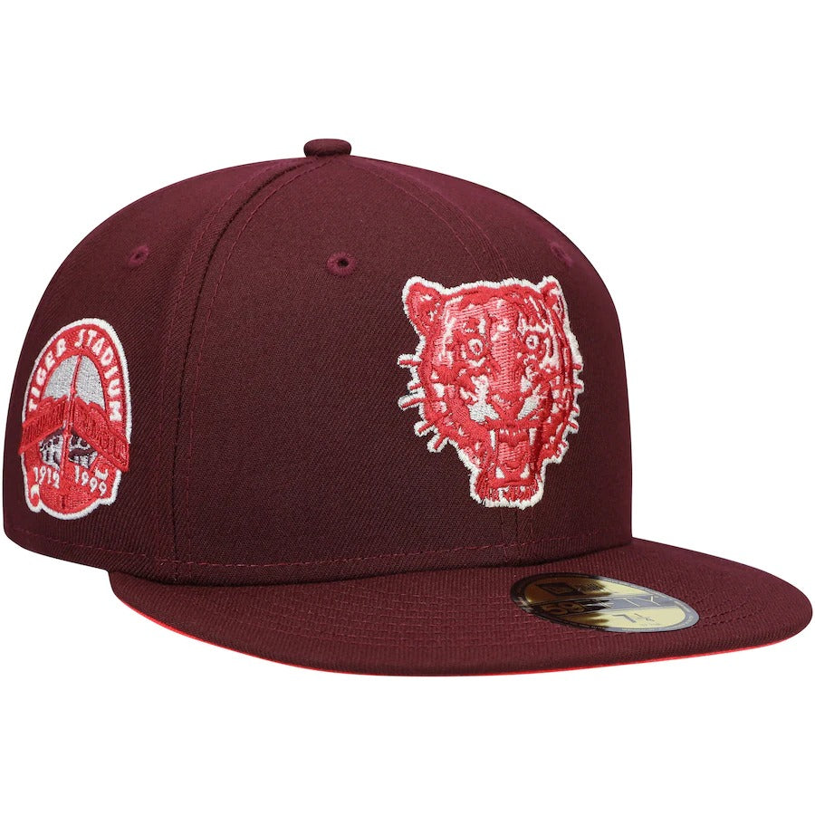 New Era Detroit Tigers Maroon Color Fam Lava Red Undervisor 59FIFTY Fitted Hat