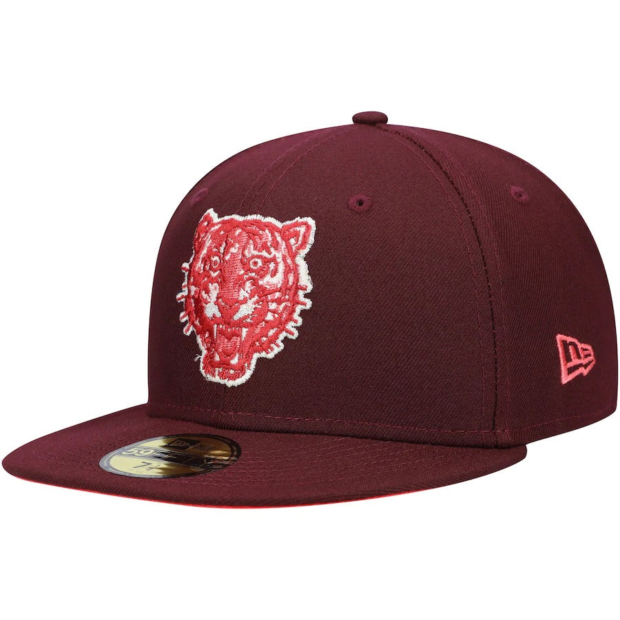 New Era Detroit Tigers Maroon Color Fam Lava Red Undervisor 59FIFTY Fitted Hat
