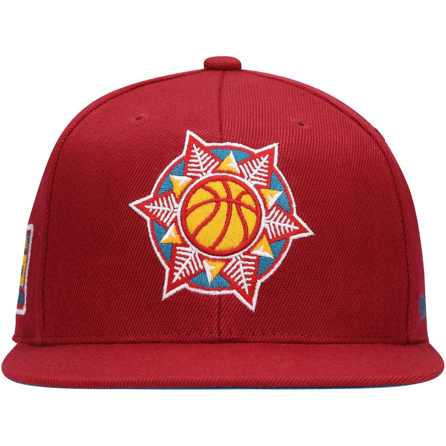 Mitchell & Ness x Lids Utah Jazz Red NBA 35th Anniversary Season Hardwood Classics Northern Lights Fitted Hat