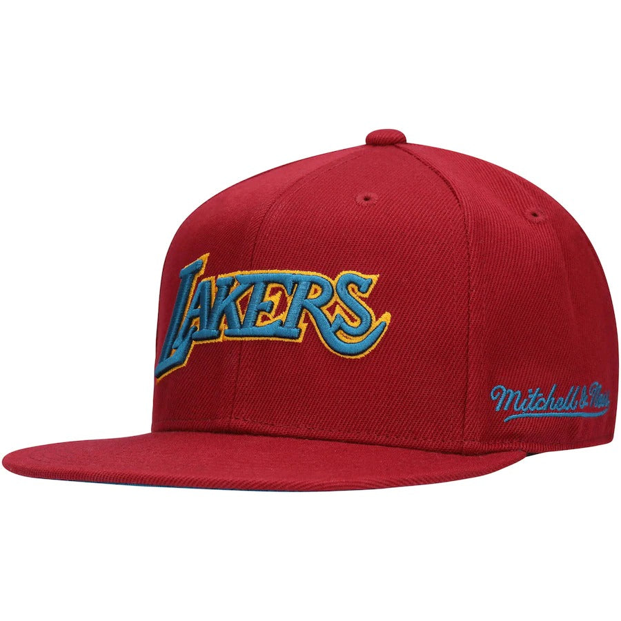 Mitchell & Ness x Lids Los Angeles Lakers Red 60th Anniversary Hardwood Classics Northern Lights Fitted Hat