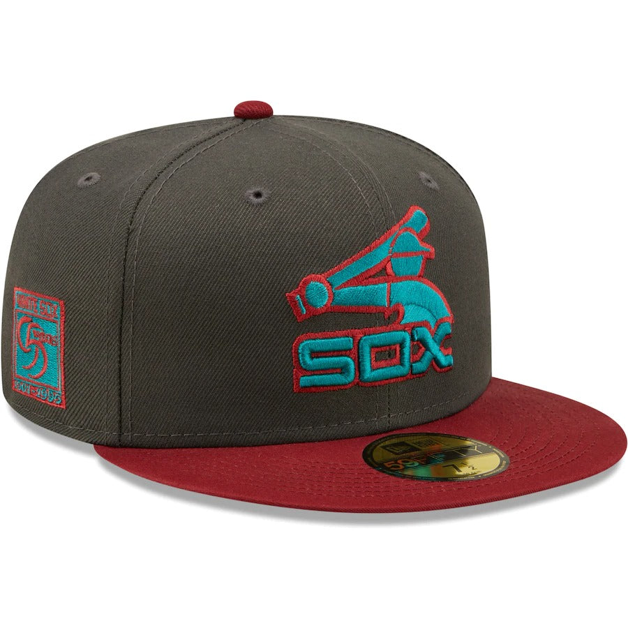 New Era Chicago White Sox Graphite/Cardinal Cooperstown Collection 95 Years Titlewave 59FIFTY Fitted Hat