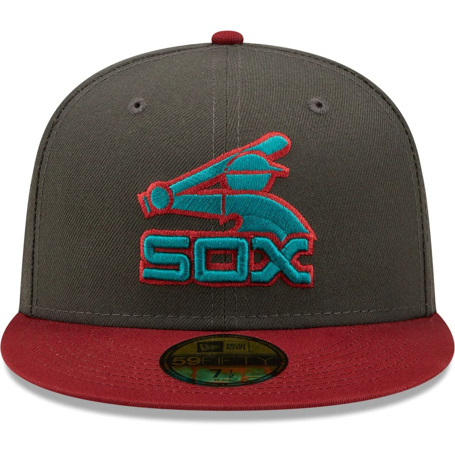 New Era Chicago White Sox Graphite/Cardinal Cooperstown Collection 95 Years Titlewave 59FIFTY Fitted Hat