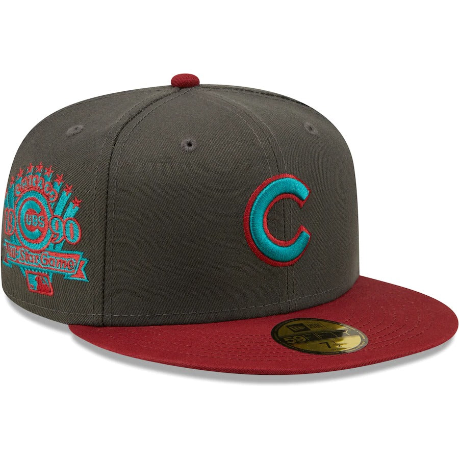 New Era Chicago Cubs Graphite/Cardinal 1990 MLB All-Star Game Titlewave 59FIFTY Fitted Hat