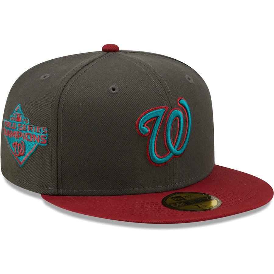 New Era Washington Nationals Graphite/Cardinal 2019 World Series Champions Titlewave 59FIFTY Fitted Hat