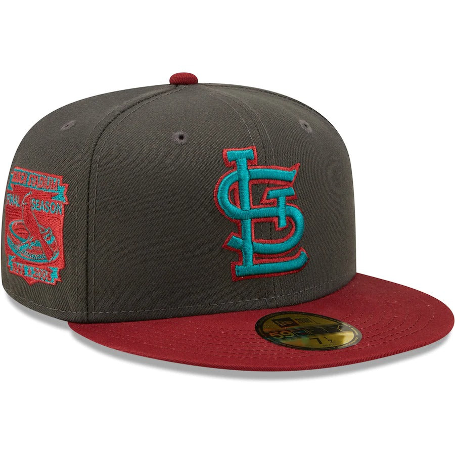 New Era St. Louis Cardinals Graphite/Cardinal Busch Stadium Final Season Titlewave 59FIFTY Fitted Hat