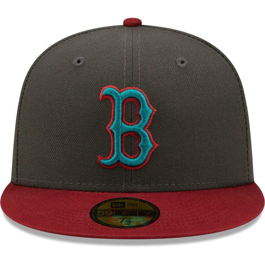 New Era Boston Red Sox Graphite/Cardinal 2007 World Series Titlewave 59FIFTY Fitted Hat