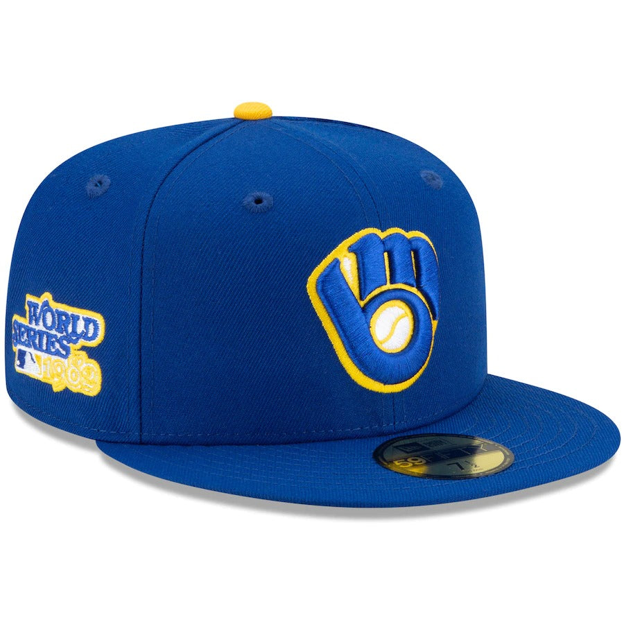 New Era Royal Milwaukee Brewers Authentic Collection 1982 World Series Replica Floral Undervisor 59FIFTY Fitted Hat