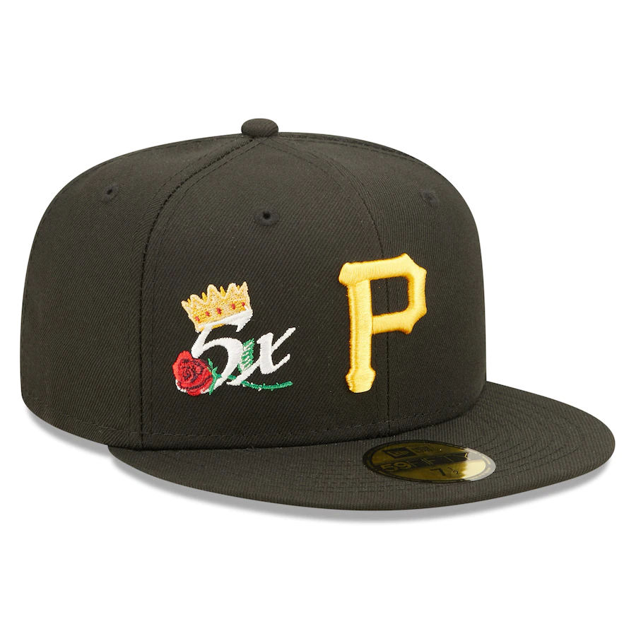 New Era Pittsburgh Pirates Black 5x World Series Champions Crown 59FIFTY Fitted Hat