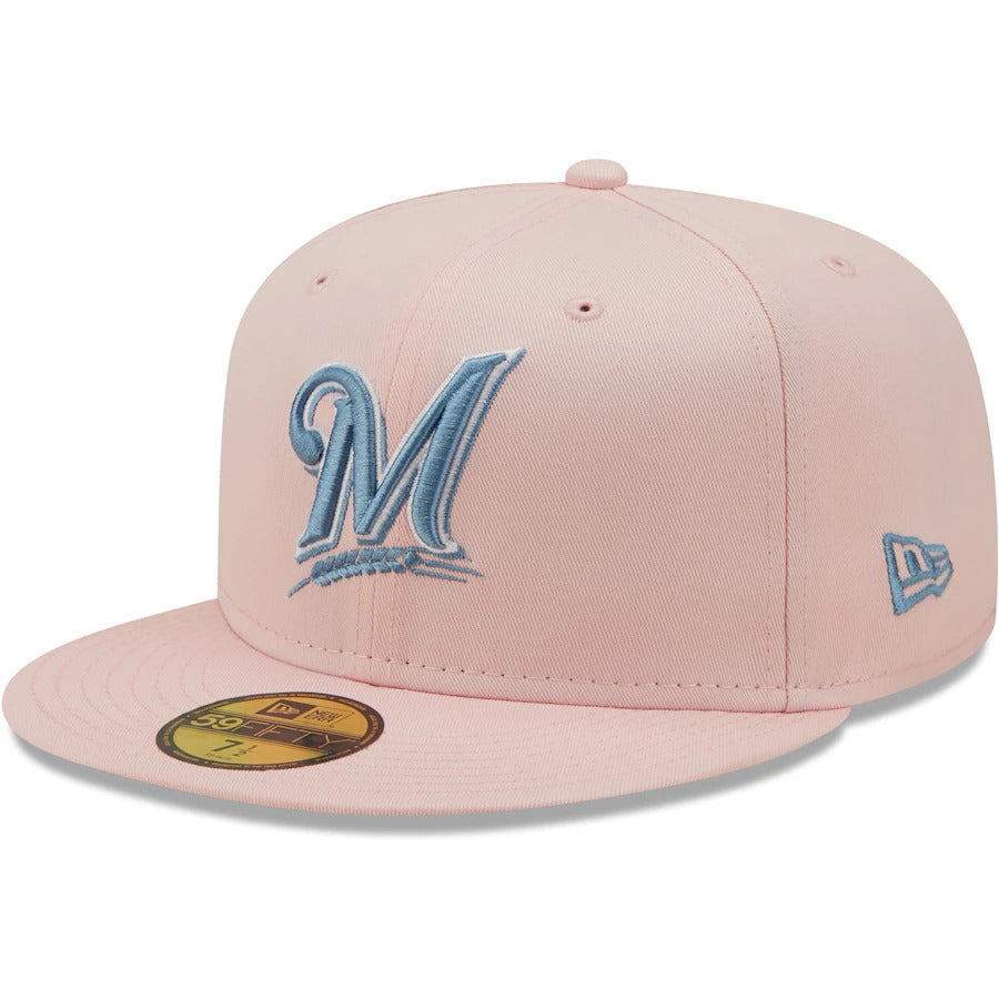 New Era Pink Milwaukee Brewers 40th Anniversary Sky Undervisor 59FIFTY Fitted Hat