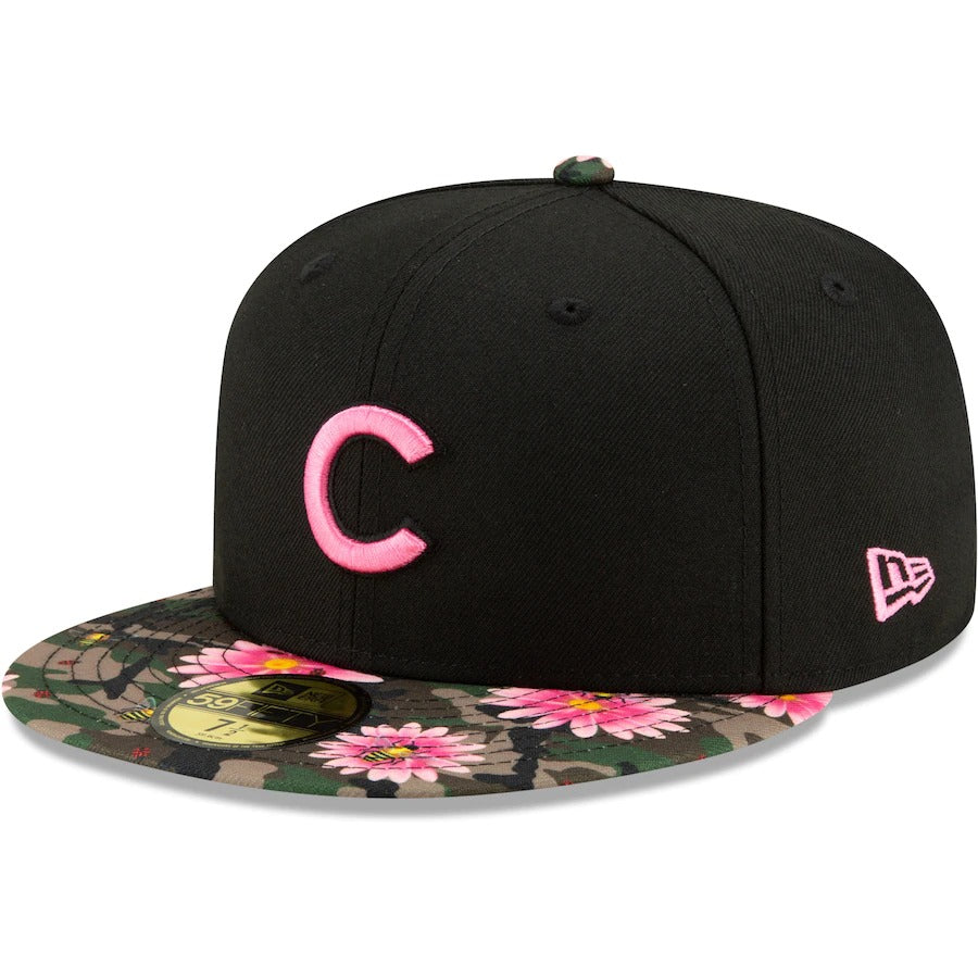 New Era Black Chicago Cubs Floral Morning 59FIFTY Fitted Hat