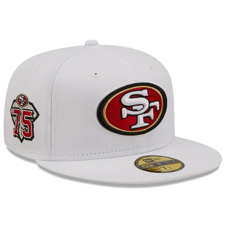 New Era San Francisco 49ers White 75th Anniversary Side Patch 59FIFTY Fitted Hat