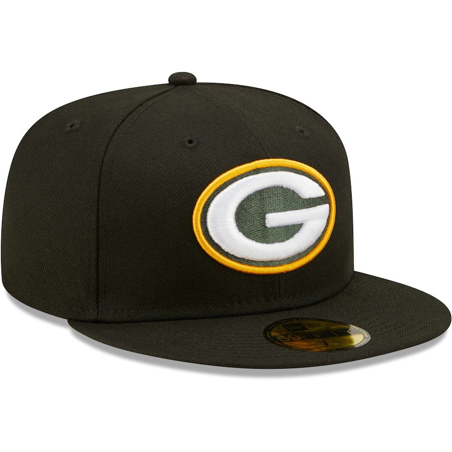 New Era Green Bay Packers Black Omaha 59FIFTY Fitted Hat