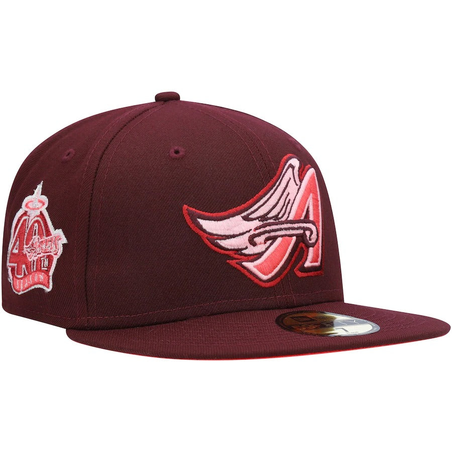 New Era Los Angeles Angels Maroon Color Fam Lava Red Undervisor 59FIFTY Fitted Hat
