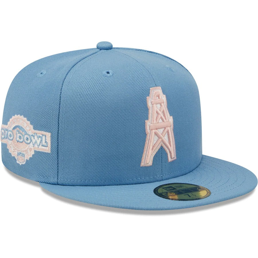New Era Houston Oilers Light Blue 1994 Pro Bowl Gridiron Classics Pink Undervisor 59FIFTY Fitted Hat