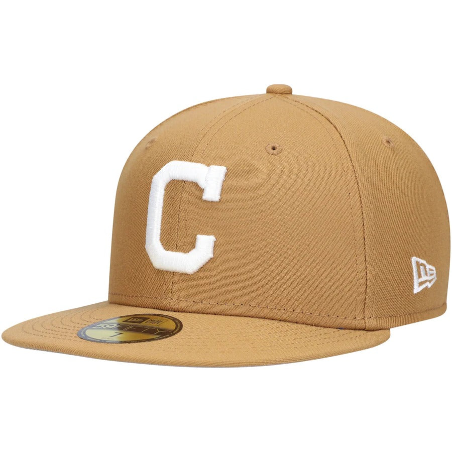 New Era Tan Cleveland Indians Wheat 59FIFTY Fitted Hat