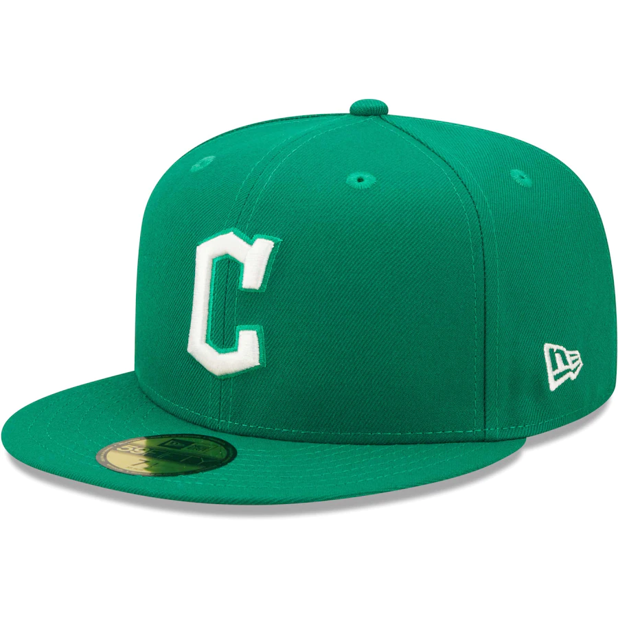 New Era Cleveland Guardians Kelly Green Logo White 59FIFTY Fitted Hat