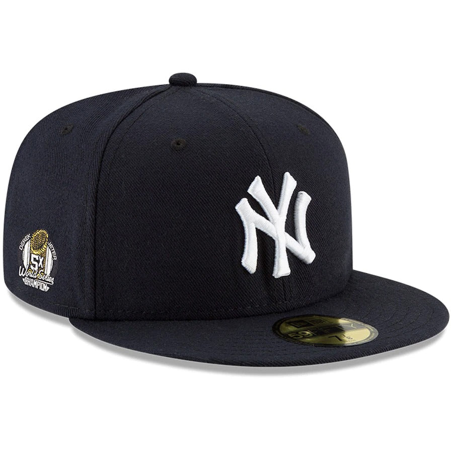 New Era Derek Jeter New York Yankees Navy 5X World Series Champion Side Patch 59FIFTY Fitted Hat