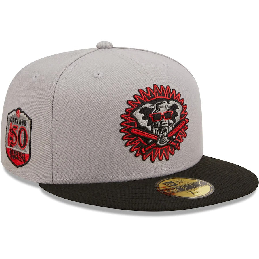New Era Oakland Athletics Gray/Black 50th Anniversary Red Undervisor 59FIFTY Fitted Hat