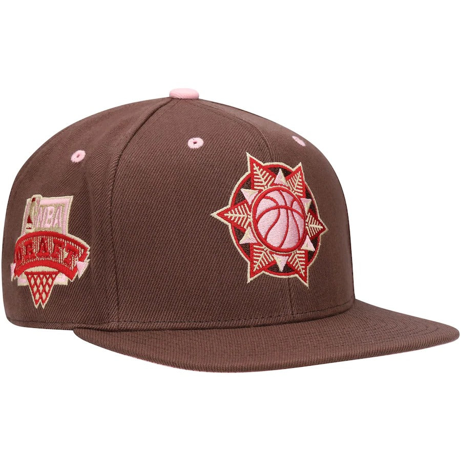 Mitchell & Ness Utah Jazz Brown NBA Draft Hardwood Classics Brown Sugar Bacon Fitted Hat