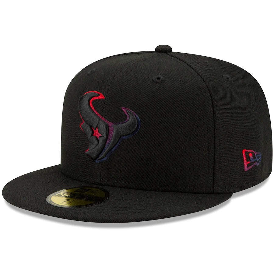 New Era Black Houston Texans Logo Color Dim 59FIFTY Fitted Hat