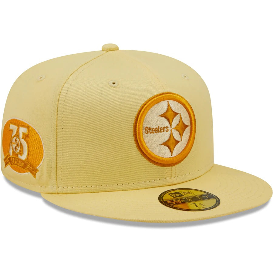 New Era Yellow Pittsburgh Steelers 75 Seasons The Pastels 59FIFTY Fitted Hat