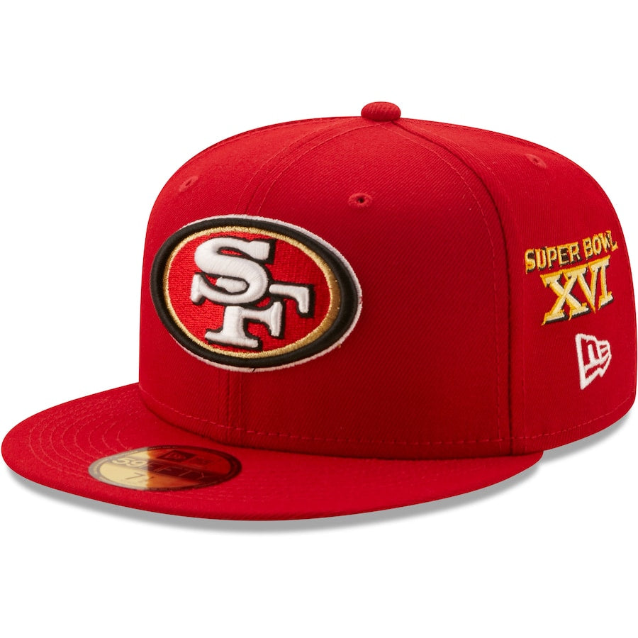 New Era Scarlet San Francisco 49ers 5x Super Bowl Champions 59FIFTY Fitted Hat