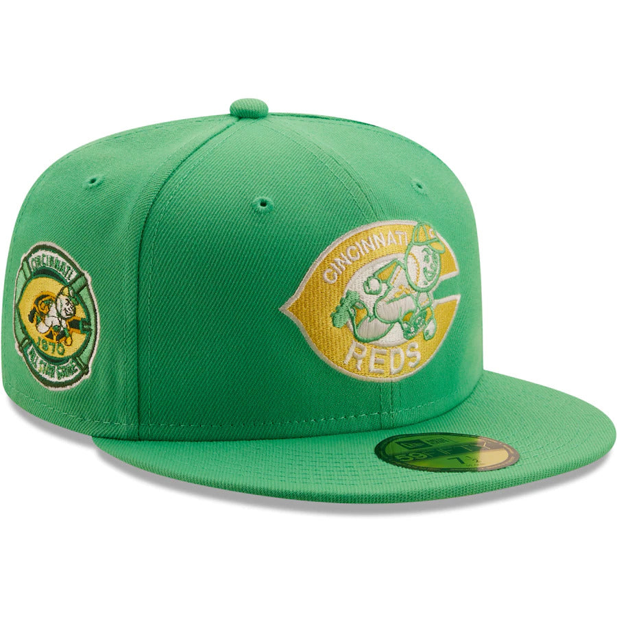 New Era Kelly Green Cincinnati Reds 1970 All-Star Game Side Patch Yellow Undervisor 59FIFTY Fitted Hat