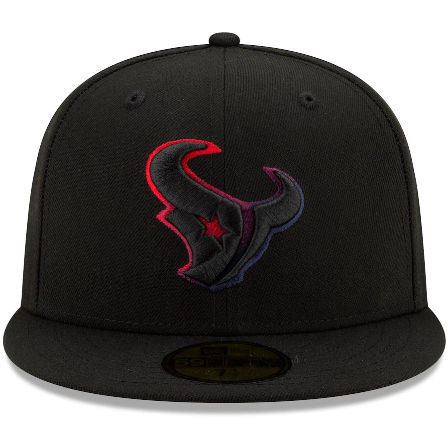 New Era Black Houston Texans Logo Color Dim 59FIFTY Fitted Hat