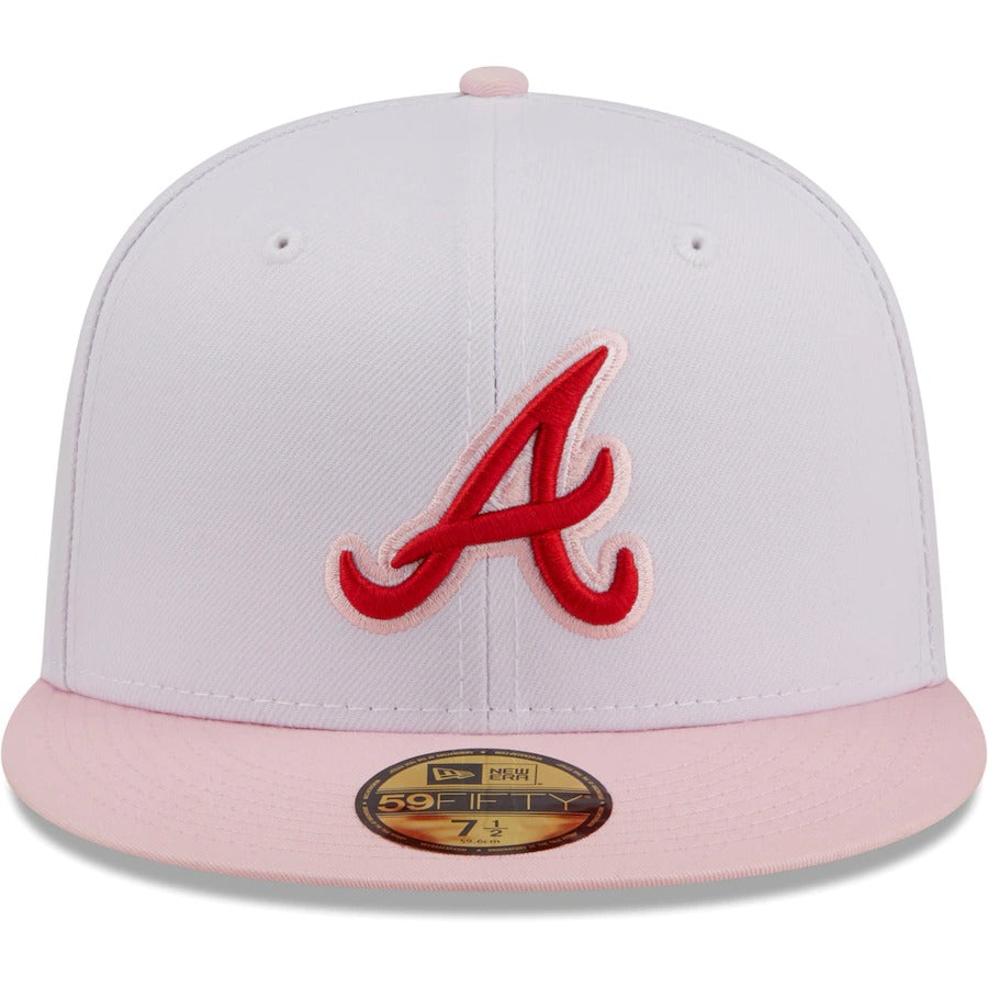 New Era Atlanta Braves White/Pink Scarlet Undervisor 59FIFTY Fitted Hat