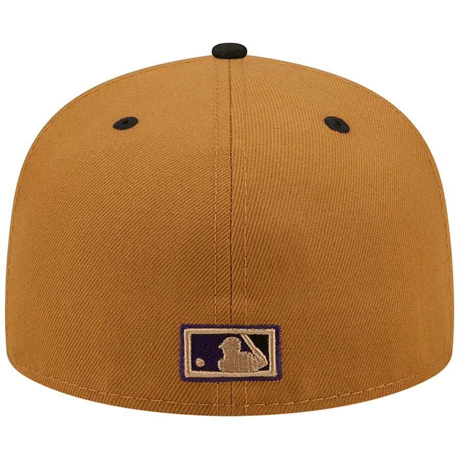 New Era Los Angeles Angels Tan 50th Anniversary Purple Undervisor 59FIFTY Fitted Hat