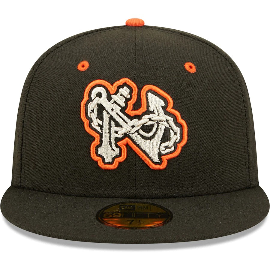 New Era Norfolk Tides Black Authentic Collection Road 59FIFTY Fitted Hat