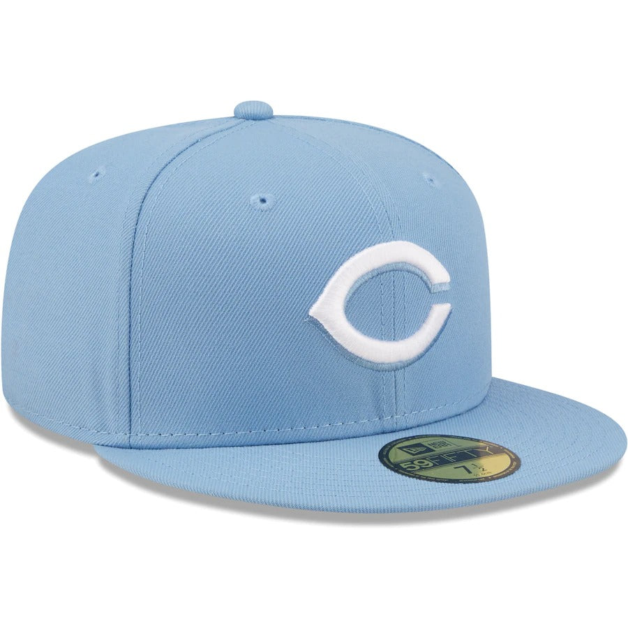 New Era Cincinnati Reds Sky Blue Logo White 59FIFTY Fitted Hat