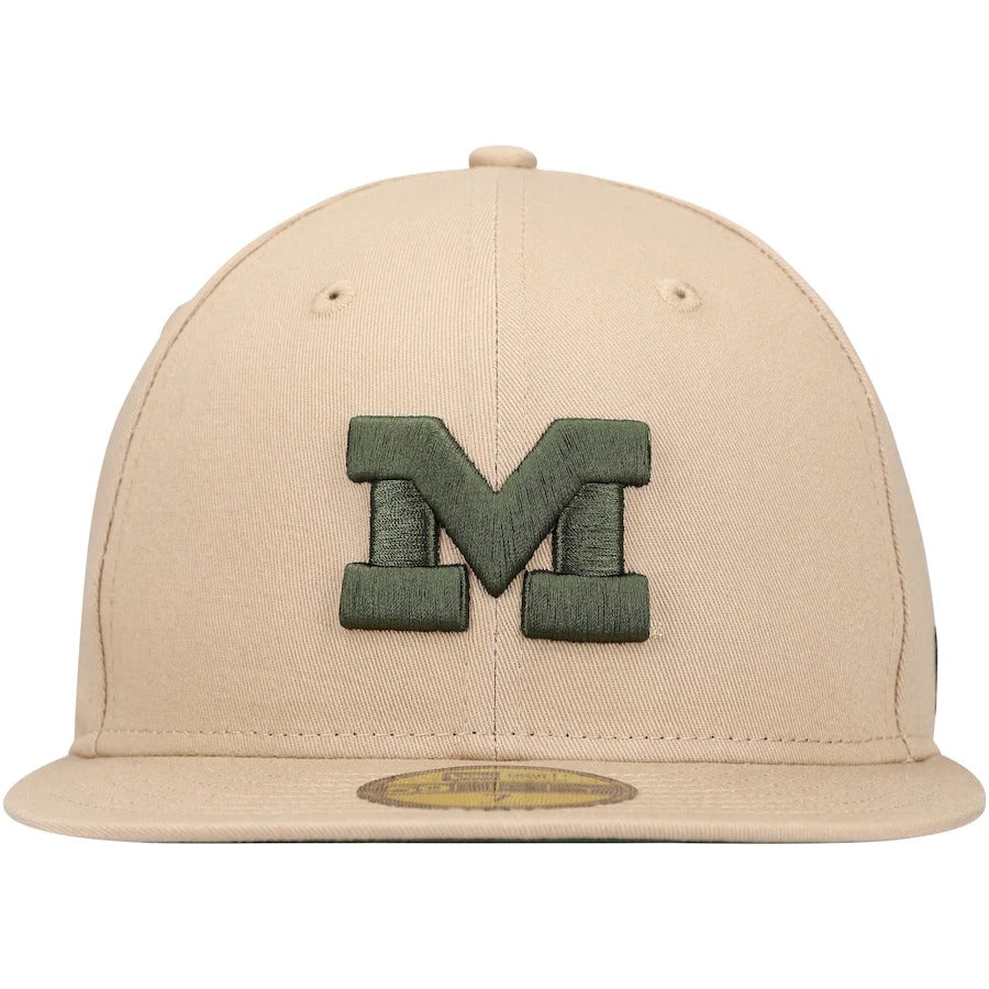 New Era Tan Michigan Wolverines Camel & Rifle 59FIFTY Fitted Hat