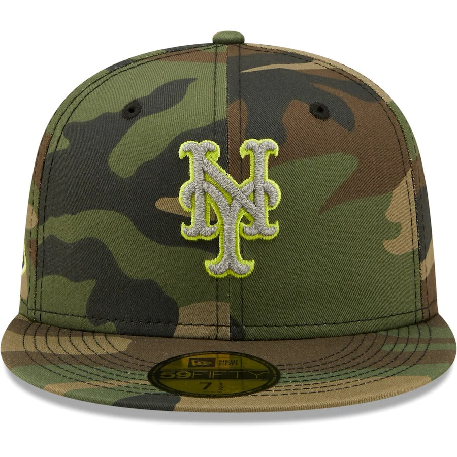 New Era New York Mets Camo Cooperstown Collection 1986 World Series Woodland Reflective Undervisor 59FIFTY Fitted Hat