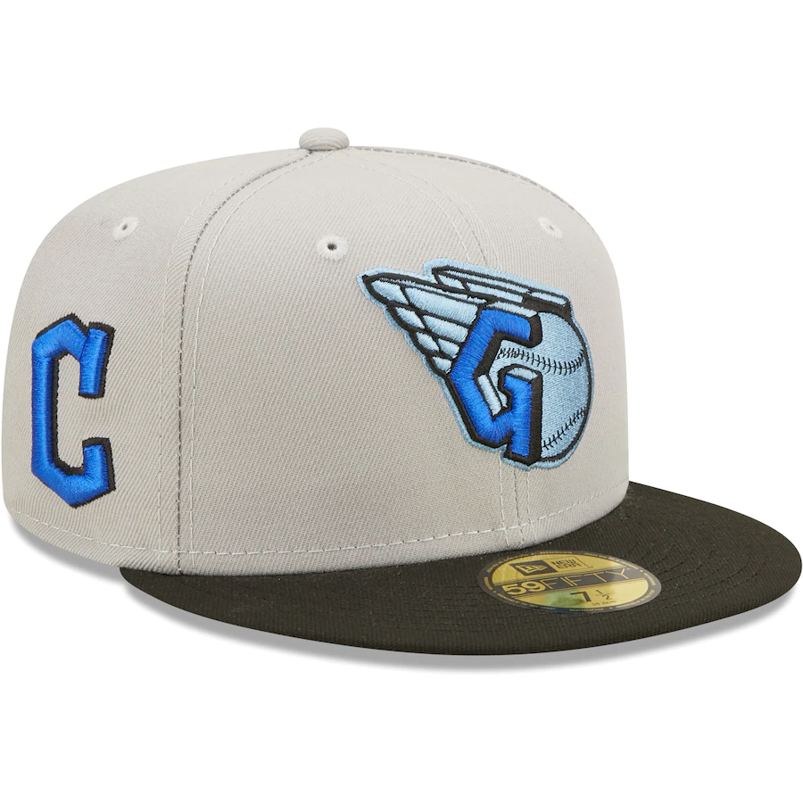 New Era Cleveland Guardians Logo Gray/Black Blue Undervisor 2022 59FIFTY Fitted Hat