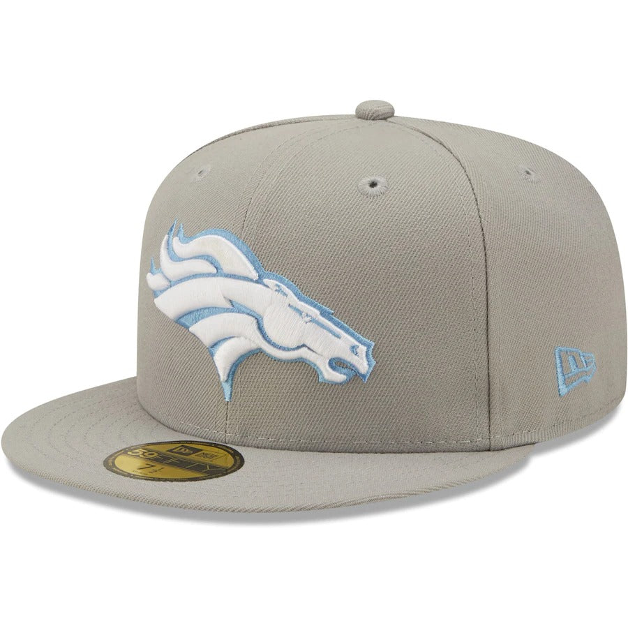 New Era Denver Broncos Gray Super Bowl XXXII Sky Blue Undervisor 59FIFTY Fitted Hat