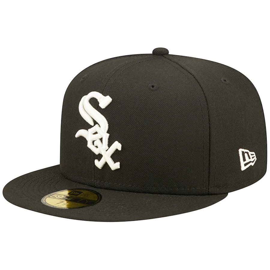 New Era Chicago White Sox Black Pop Sweatband Undervisor 2005 MLB World Series Cooperstown Collection 59FIFTY Fitted Hat