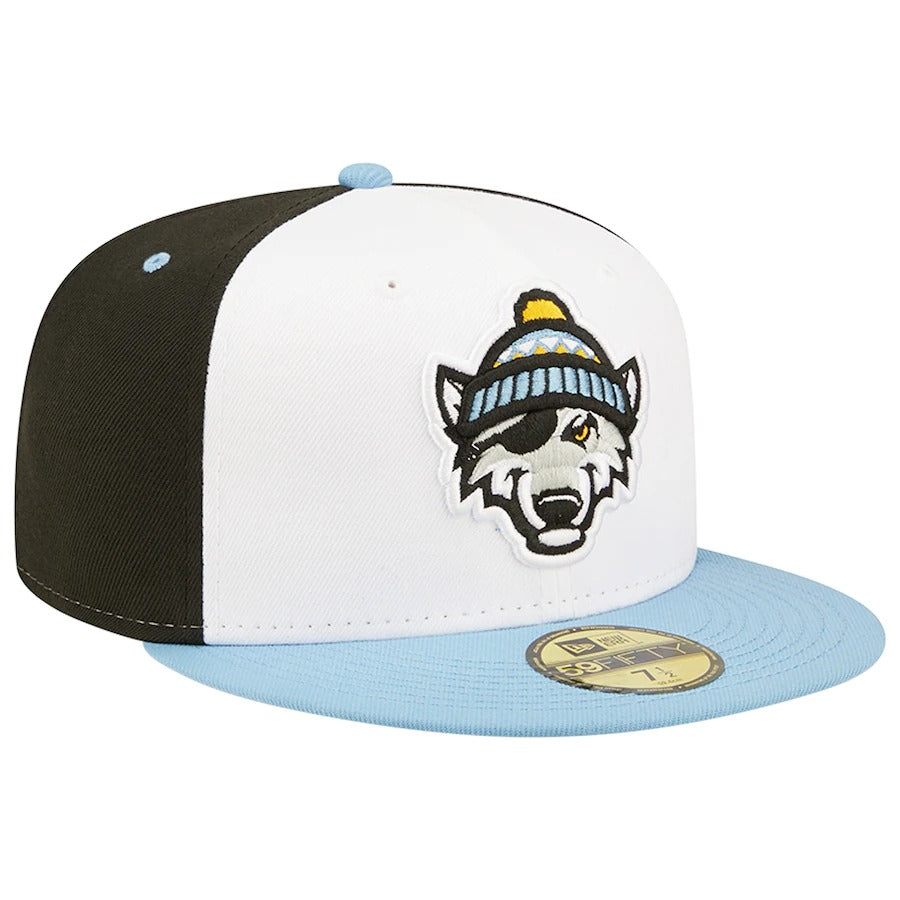 New Era Erie SeaWolves White/Light Blue SnowWolves Theme Night 59FIFTY Fitted Hat