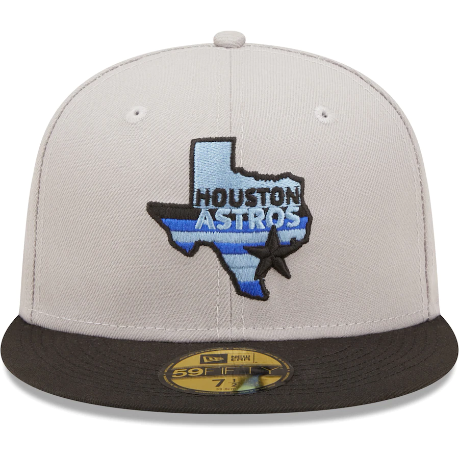 New Era Houston Astros 2017 World Series Gray/Black Blue Undervisor 2022 59FIFTY Fitted Hat