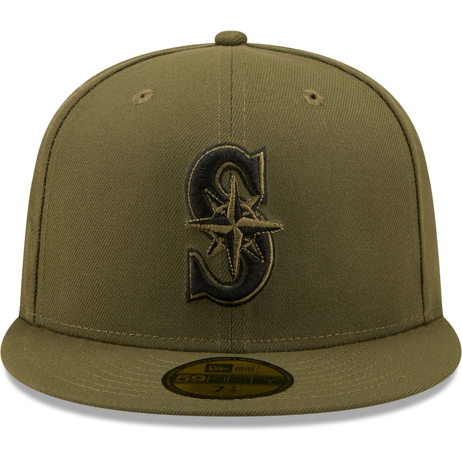 New Era Seattle Mariners Olive 20th Anniversary Hunter Flame Undervisor 59FIFTY Fitted Hat